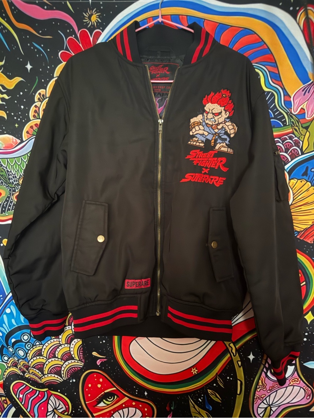 Superare x Street Fighter Black Bomber Windbreaker Jacket